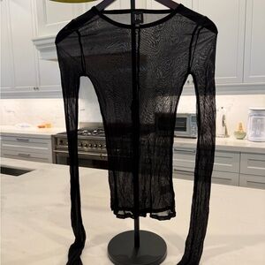 Helsa Sheer Black Top